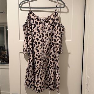 Leopard Print Cold Shoulder Dress